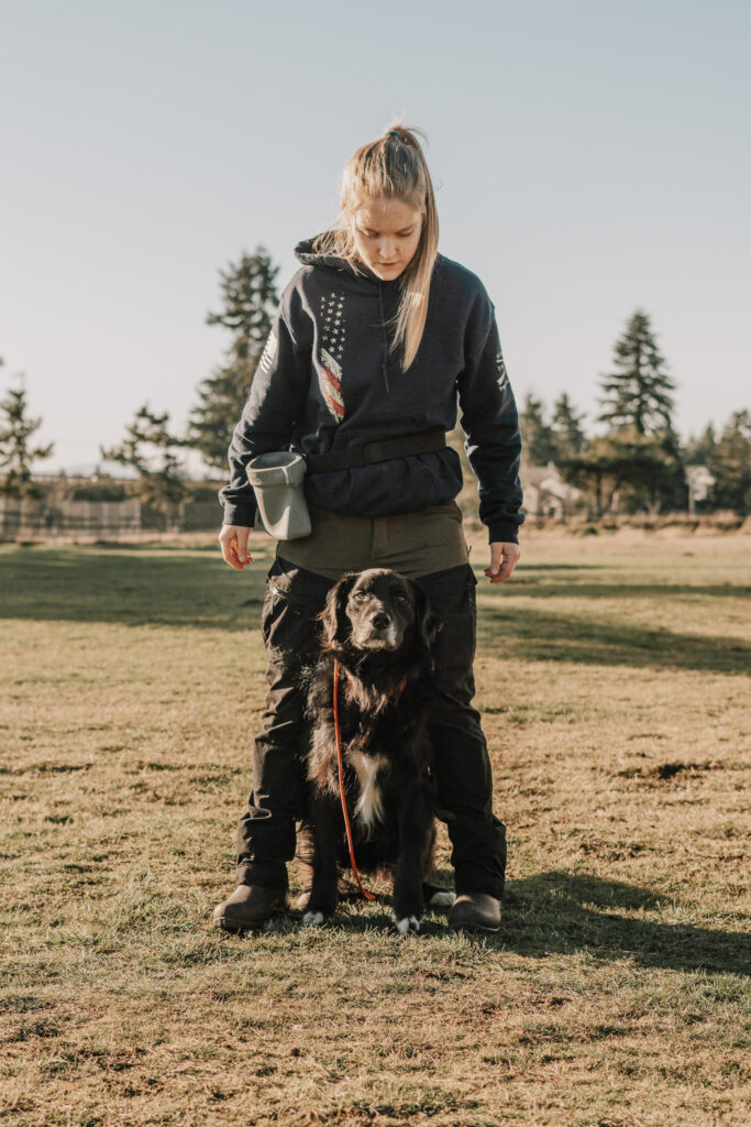 Payton training a dog with Insight K9 Solutions near Olympia, Washington